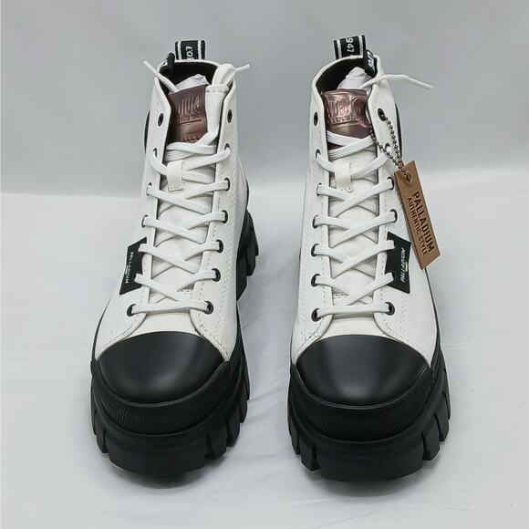 Palladium Revolt Hi TX Combat Boots Women 9 White Chunky Heel Platform Lug Sole - Picture 3 of 13